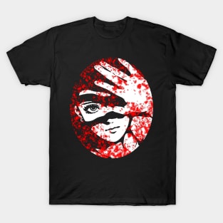 Punk Fashion Style Oval Red Glowing Girl T-Shirt